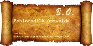 Babincsák Oszvalda névjegykártya